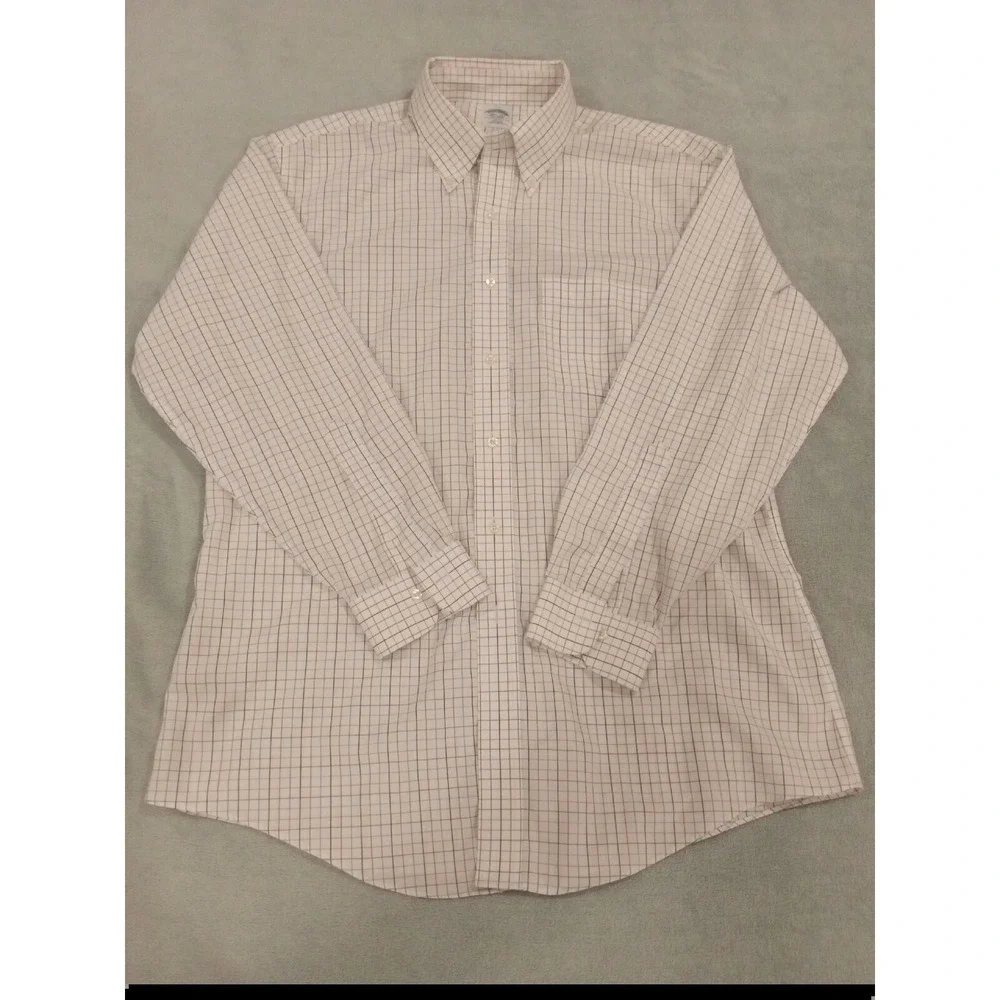 (2) Mens Brooks Brothers Original Polo 346Dress Button Shirt 15.5-2/3 Blue White